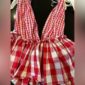 red picnic patterned top
